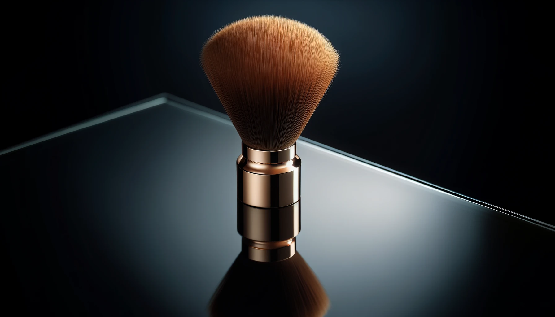 A bronzer makeup brush on a table.